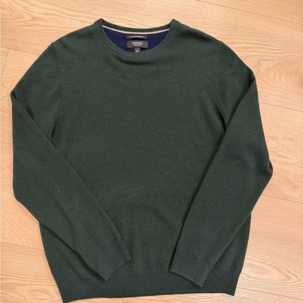 Nordstrom Men's Deep Green Cashmere Crewneck Sweater